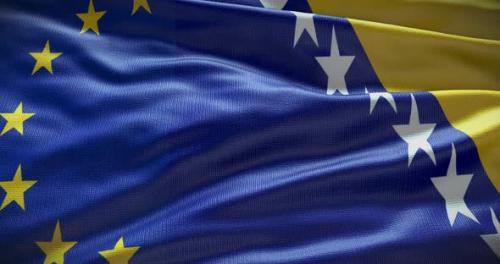 Videohive - Bosnia and Herzegovina and EU waving flag animation - 38453186