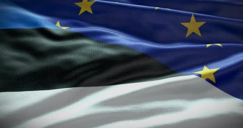 Videohive - Estonia and EU waving flag animation - 38453187