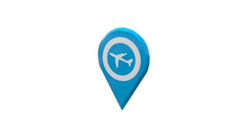 Videohive - Blue Airport Map Location 3D Pin Icon V11 - 38458276