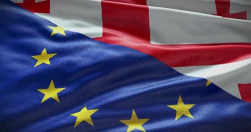Videohive - Georgia and EU waving flag 4K - 38454173