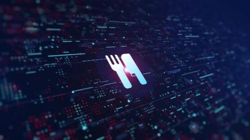 Videohive - Fork And Knife Icon Digital Background - 38454235