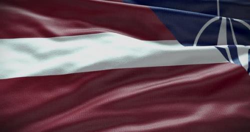 Videohive - Latvia and NATO waving flag, graphic animation - 38454322