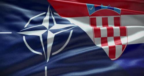 Videohive - Croatia and NATO waving flag animation 4K - 38455157