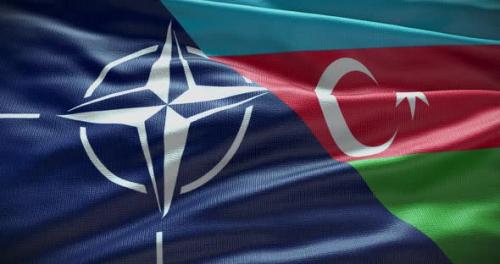 Videohive - Azerbaijan and NATO waving flag animation 4K - 38455158