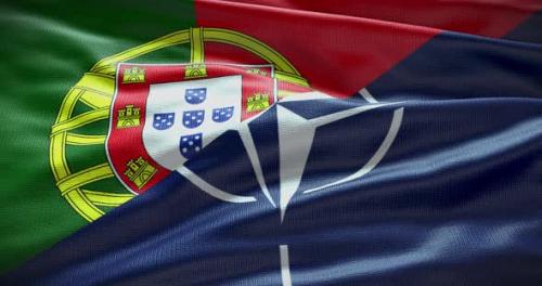 Videohive - Portugal and NATO waving flag 4K animation - 38455207