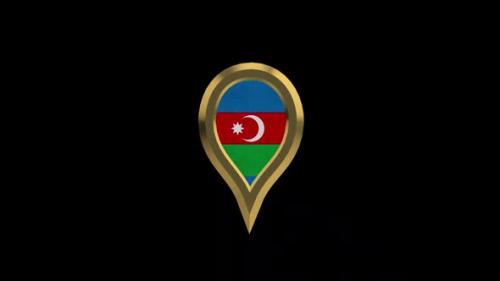 Videohive - Azerbaijan Flag 3D Rotating Location Gold Pin Icon - 38455575