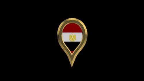Videohive - Egypt Flag 3D Rotating Location Gold Pin Icon - 38468084