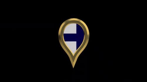 Videohive - Finland Flag 3D Rotating Location Gold Pin Icon - 38468317