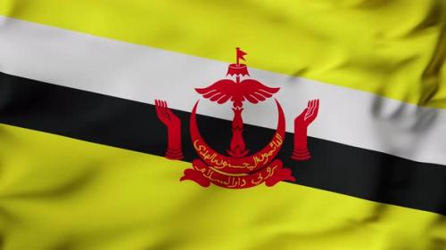 Videohive - 3D Animation Flag Waving in Slow Motion Fill Frame Brunei - 38458791
