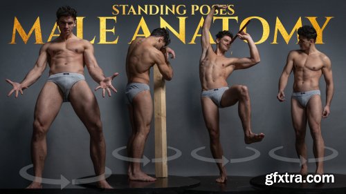 Artstation - Satine Zillah - Male Anatomy - Standing Turnaround Poses- Photo Reference Pack-