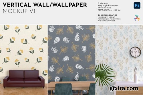 CreativeMarket - Vertical Wall/Wallpaper Mockup v.1 7256411