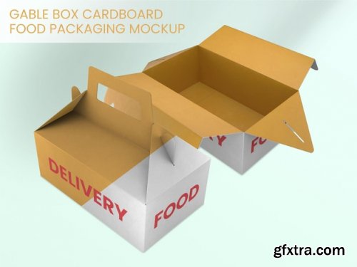 Gable box cardboard food packaging mockup