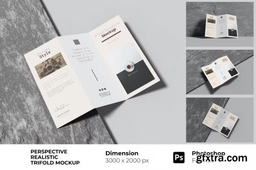 Perspective Realistic Trifold Mockup
