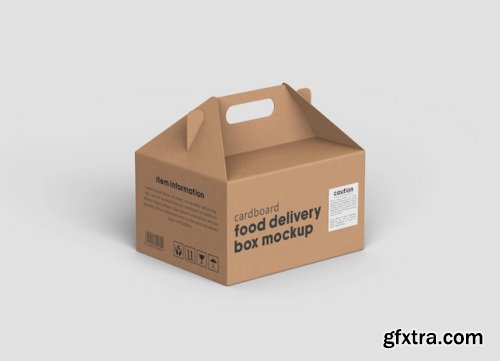 Disposable brown food delivery box packaging mockup