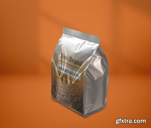 Metallic paper coffee bag mockup