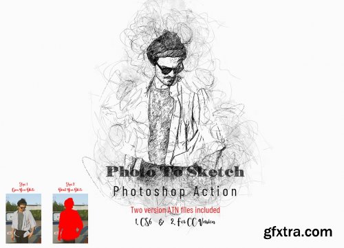 CreativeMarket - Photo To Sketch Photoshop Action 7315002