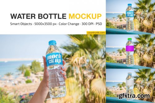CreativeMarket - Water Bottle Mockup Set 7320393