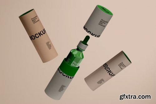 Glass Bottle and Paper Tube Mockup