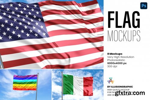 CreativeMarket - Flag Mockups - 8 views 7338266