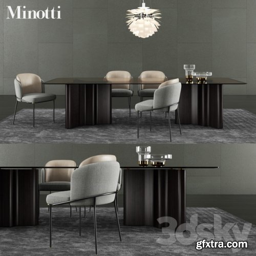 Minotti Lou Dining Table & Fil Noir Dining Chair