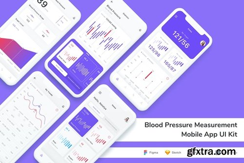 Blood Pressure Measurement Mobile App UI Kit 5CB99FY