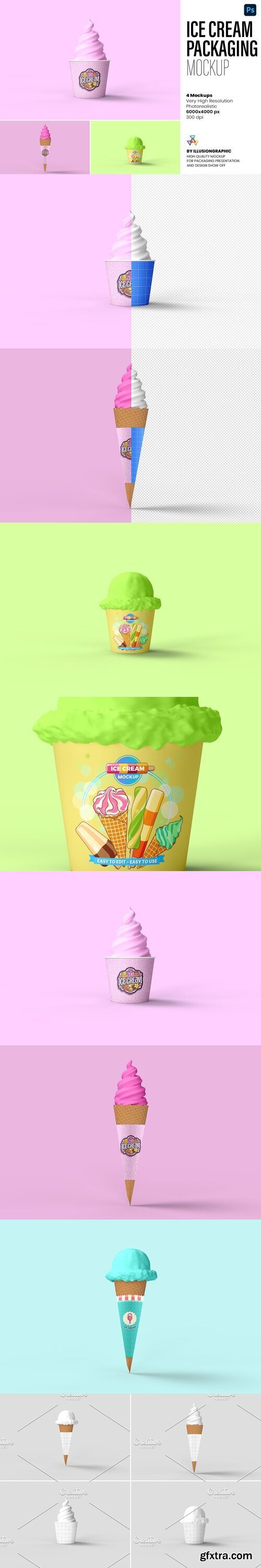 CreativeMarket - Ice Cream Packaging Mockup - 4 views 7373716