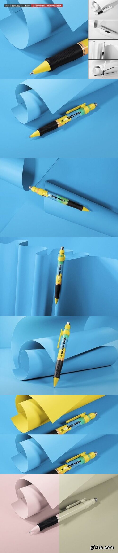 Ballpoint Pen with Rolled Paper Mockup