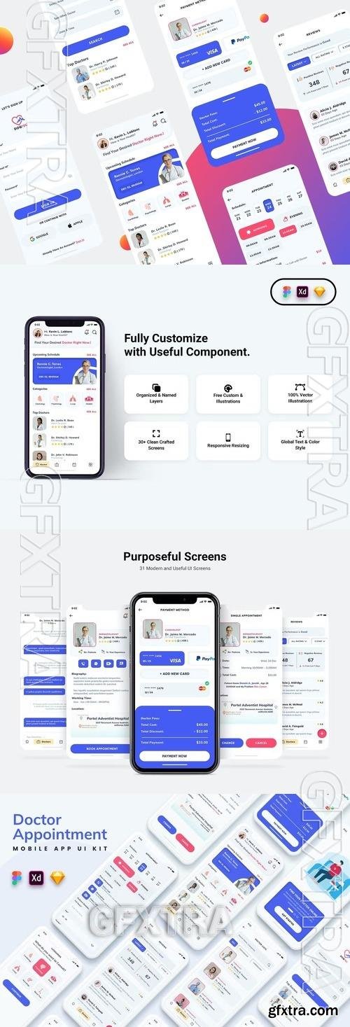 Doctor Appointment Mobile App UI Kit 79474BU