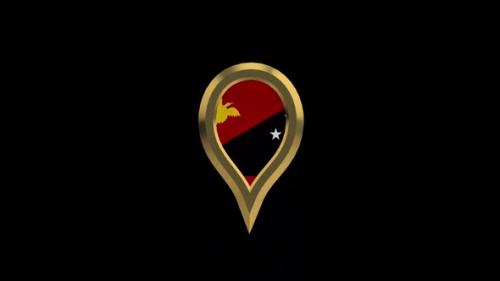 Videohive - Papua New Guinea 3D Rotating Location Gold Pin Icon - 38480437