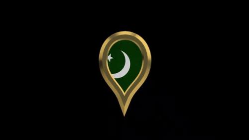 Videohive - Pakistan 3D Rotating Location Gold Pin Icon - 38480441