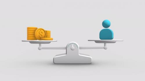 Videohive - Dollar vs Worker Balance Weighing Scale Looping Animation - 38482923