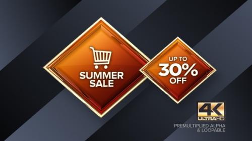 Videohive - Summer Sale 30 Percent Off Rotating Sign 4K Looping Design Element - 38487957