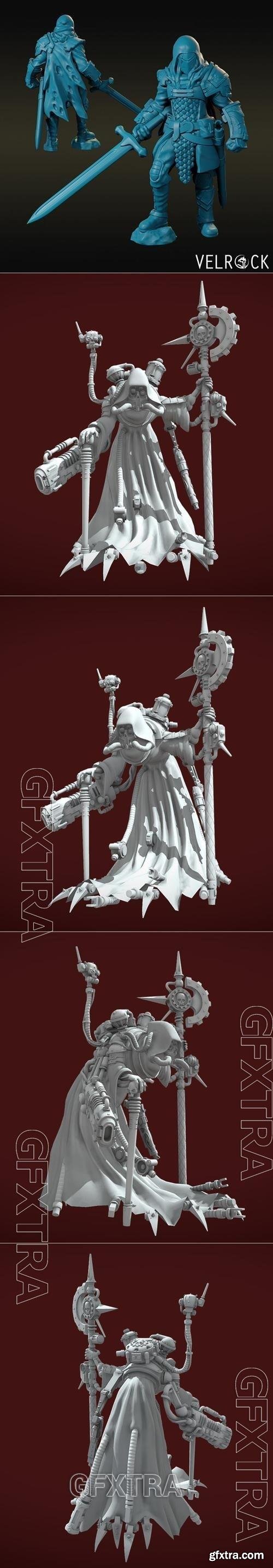 Weary Knight with Greatsword and Warhammer 40.000 Tech-Priest 3D