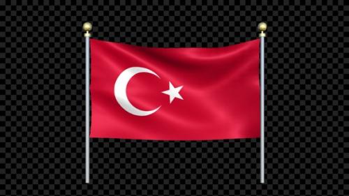 Videohive - Turkey Flag Waving In Double Pole Looped - 38758590
