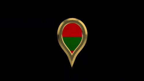 Videohive - Madagascar Flag 3D Rotating Location Gold Pin Icon - 38480010
