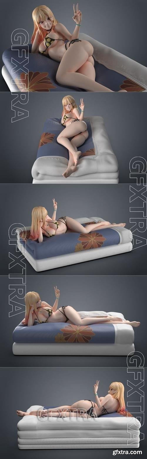 Marin Kitagawa on bed 3D