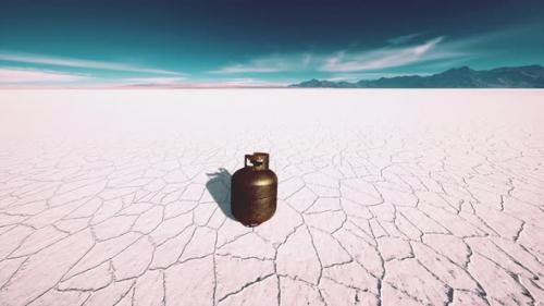 Videohive - Old Rusted Danger Gas Container on Salt Lake - 38782031
