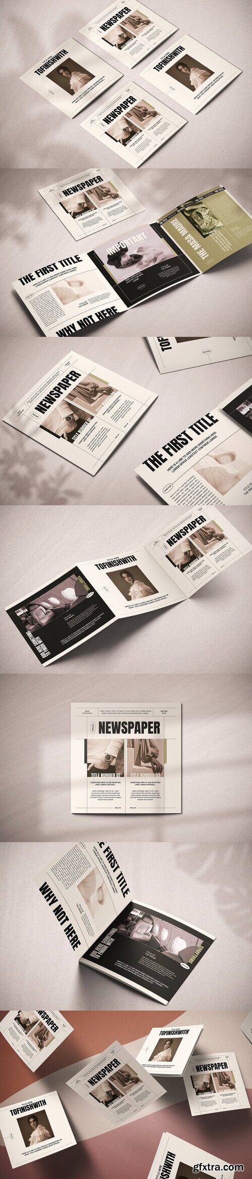 CreativeMarket - The Great Newspaper Square Trifold 7389548
