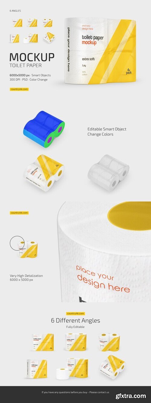 CreativeMarket - Toilet Paper Mockup Set 7405549