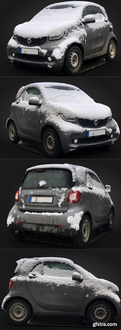 Smart Car Under Snow 3D Model