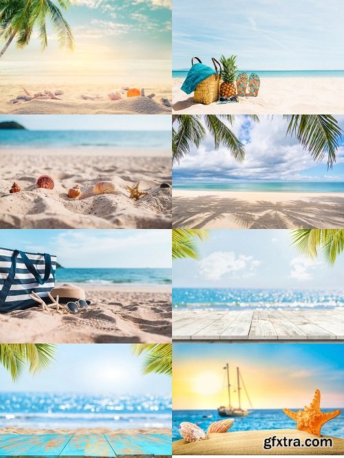Beach background with beach elements and copyspace