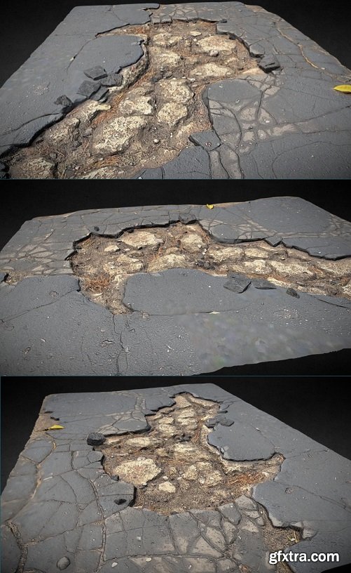 Road damage debris photscan 3D Model
