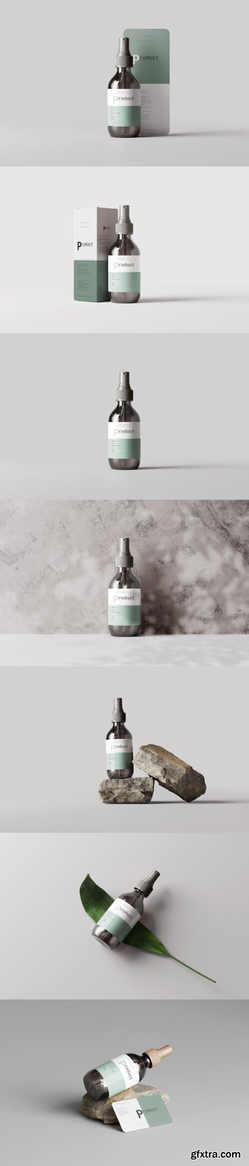Amber Glass Spray Bottle Mockup