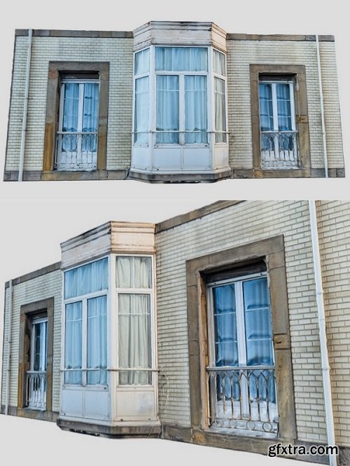 Two windows and a balcony scan 3D Model