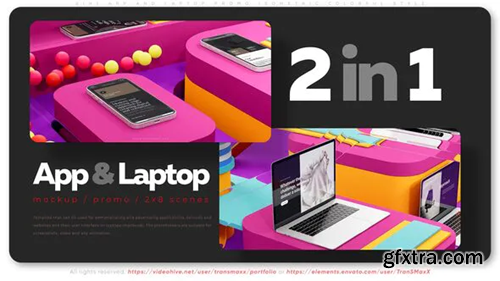 Videohive 2in1 App and Laptop Promo Isometric Colorful Style 38859666