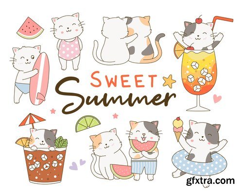 Cute cats vector Illustration 13xEPS