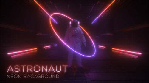 Videohive - Colorful Neon Glowing Astronaut Background Loop - 38857635