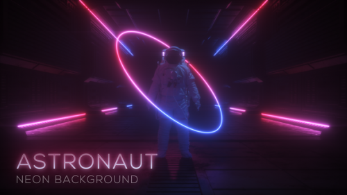 Videohive - Astronaut In Neon Glowing Tunnel - 38857639