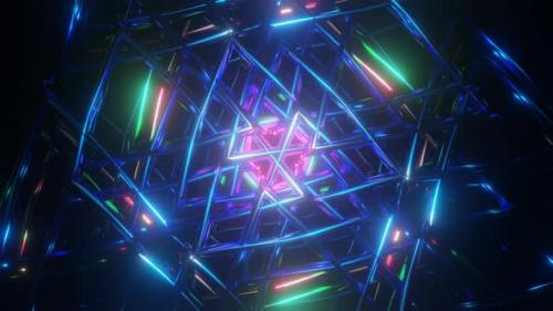 Videohive - Multicolor Neon Trippy Psychedelic Smile Face Seamless Loop VJ Tunnel 3D Vibrant Music Video - 38857647