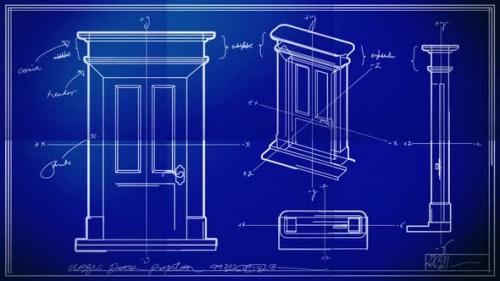 Videohive - Door Technical Drawing Blueprint Time Lapse - 38864495